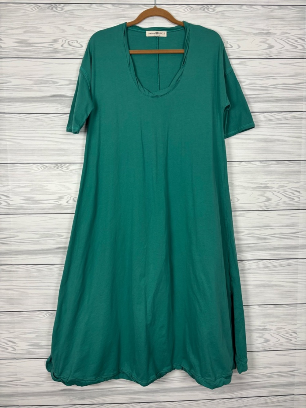 Natural Life Teal Green Lagenlook Flowy Midi Dress Small